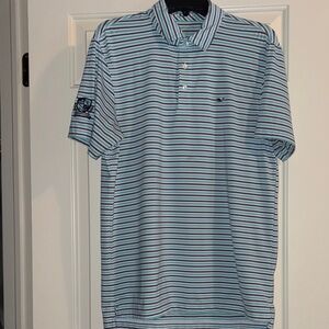 Vineyard Vines Men's Polo - Blue and White Stripes